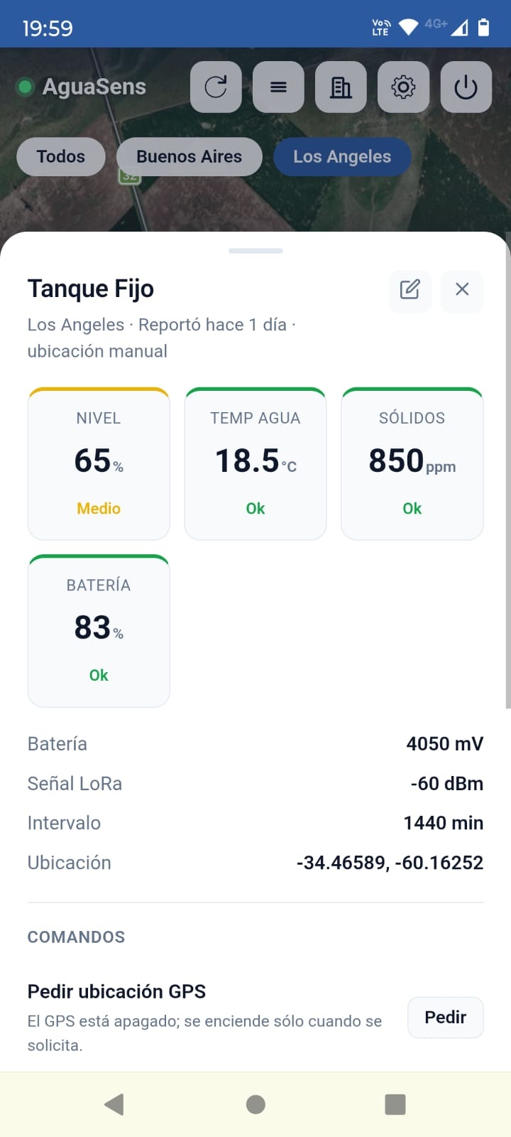 Captura de la App AguaSens